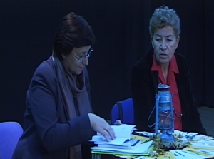 Maria Duszka i Urszula Zybura na spotkaniu autorskim w LO nr 4 w Kaliszu