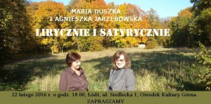 zaproszenie na 22.02.2016 Maria Duszka i Agnieszka Jarzębowska